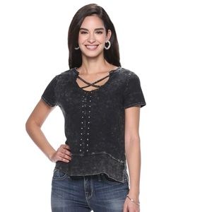 Women's Rock & Republic® Studded Step Hem Tee Size X-Small